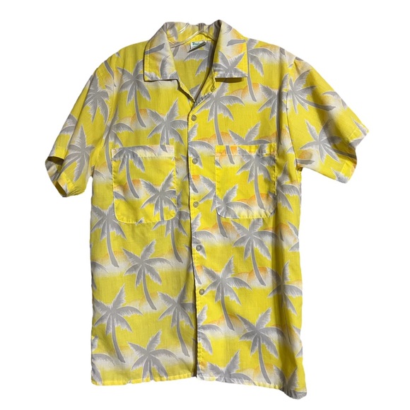 Vintage Shirts Vintage Tropicana Yellow Gray Hawaiian Palm Trees